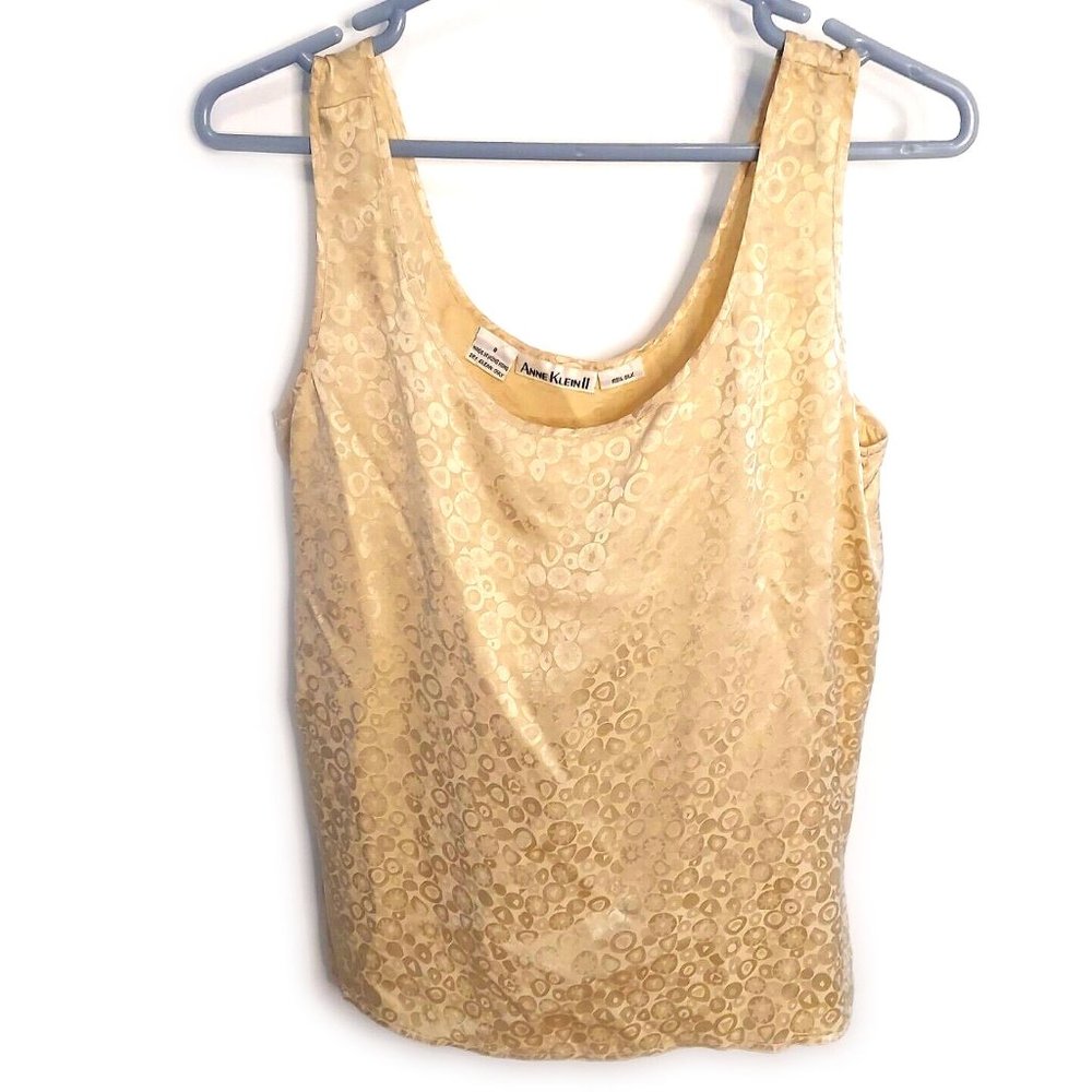 Anne Klein Gold Sleeveless Shirt Medium / 8 Silk Top